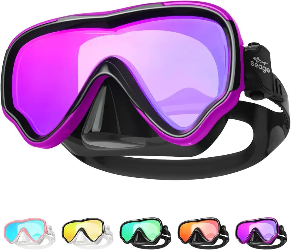 Seago Unisex-Adult Swim Goggles Mirrored Tempered Glass Anti UV Clear View