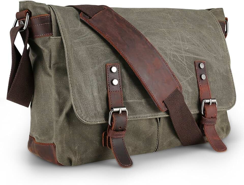 Wasserdichte Messenger Bag Herren, AIZBO Man Bags Crossbody Canvas Umhängetasche Satchel Bag Laptoptasche für 15 Zoll, Große Größe