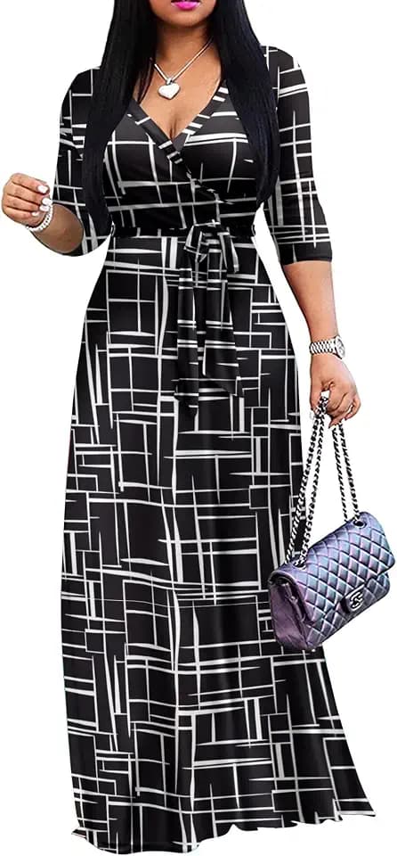 FANDEE Plus Size Maxi Dress for Women - Summer Long Dresses Casual