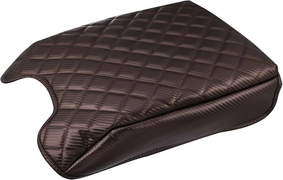 X AUTOHAUX Brown Faux Leather Center Console Cover Pad for Ford F150 15-20