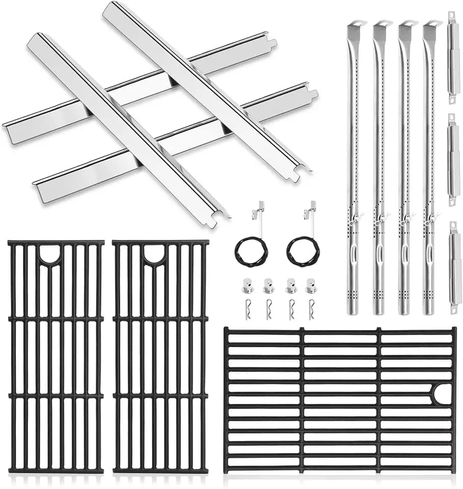 Criditpid Grill Replacement Parts for Charbroil Performance 4 Burner 463365021 463366022 463351021 463350722 463354021 463352521 463351221, Char-Broil Grill Grates, Heat Plates, Burners and Igniter.