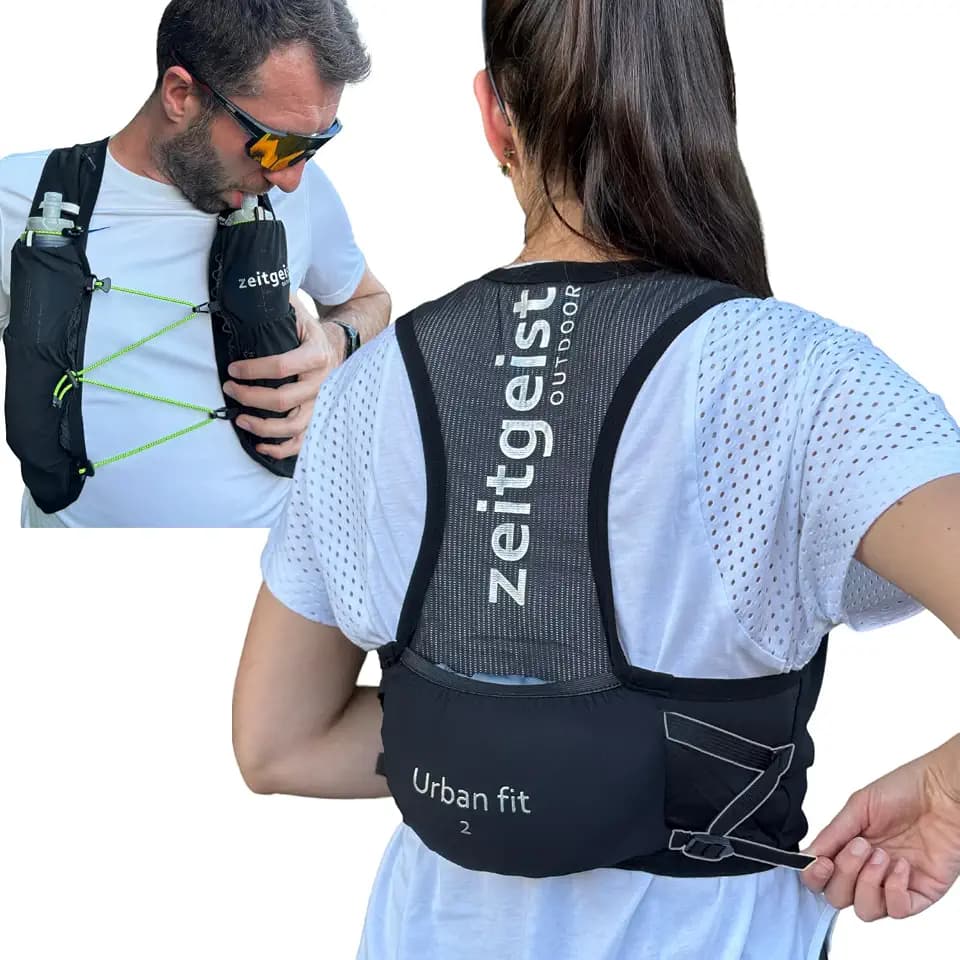 Laufweste Damen und Herren Urban fit 2L optimale Passform atmungsaktiv ultraleichter Laufrucksack 130-170gr Trinkruckack Laufen Trailrunning Rucksack