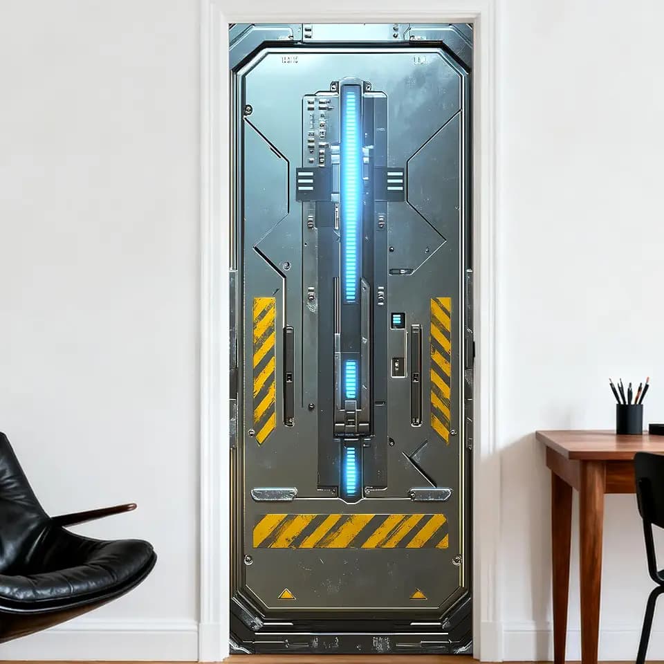 Nuxovilar Industrial Tech Door Stickers Peel Stick PVC 30.3x78.7 in