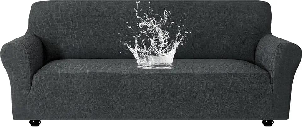 Ystyle Stretch Sofa Überzug 3 Sitzer Mit Armlehnen, Dunkelgrau
