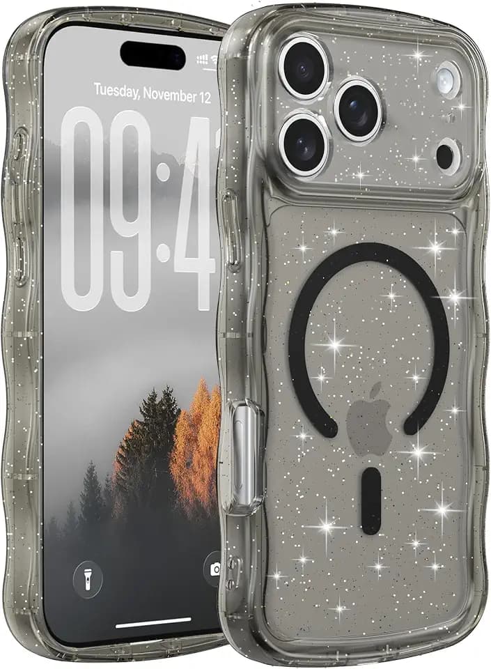 FABSPARK Glitter Case for iPhone 17 Pro Max,Fit for MagSafe,Black