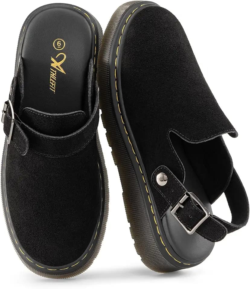 Athlefit Women's Slip On Suede Clogs with Back Strap