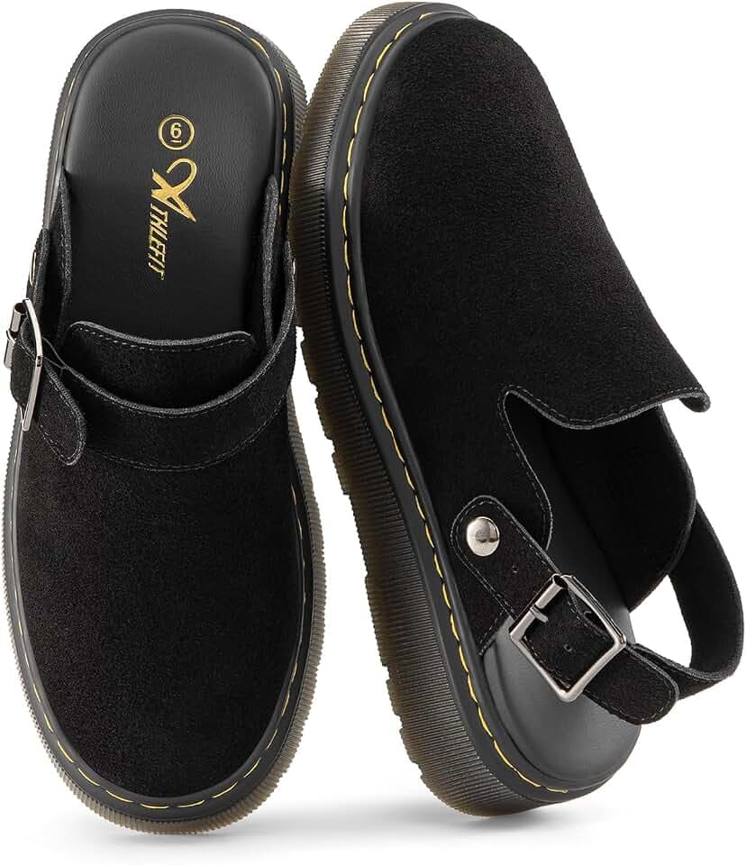 Athlefit Women's Slip On Suede Clogs with Back Strap