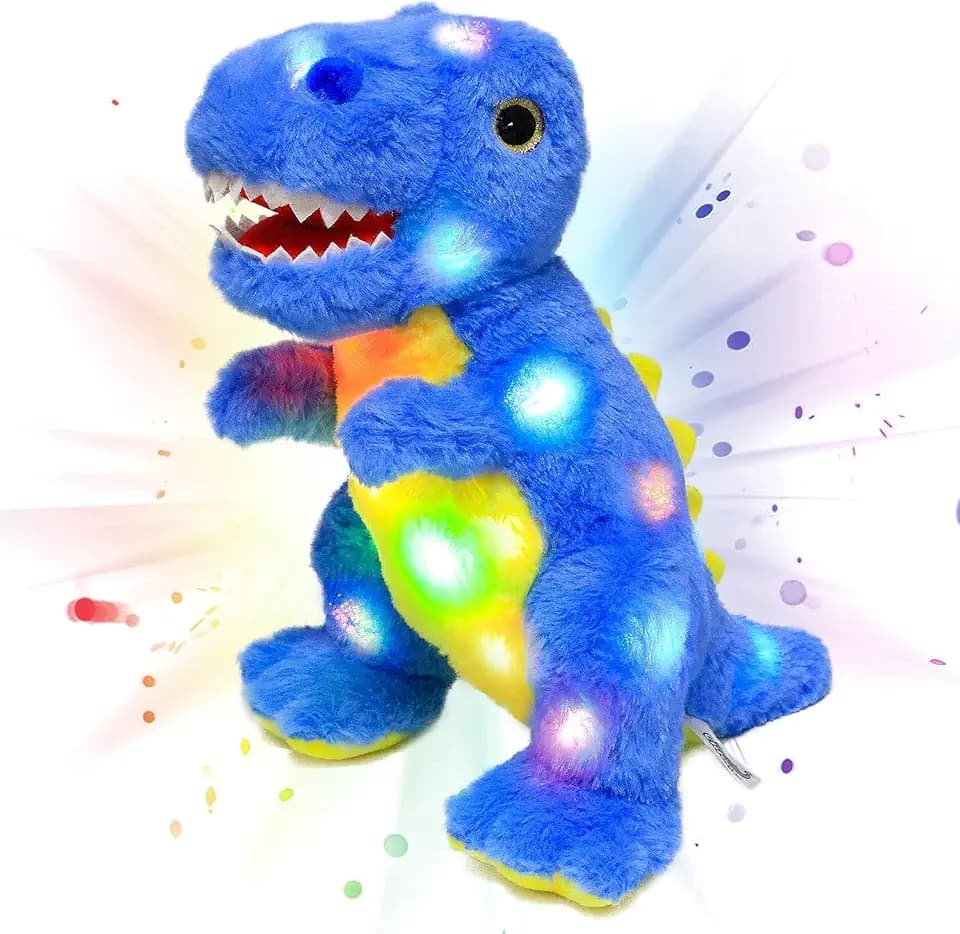 Light-up Blue Dinosaur Plush Toy LED Stuffed Animal Birthday Christmas