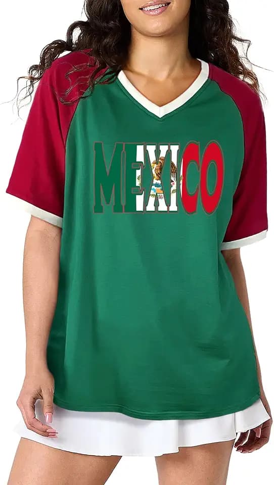 Brazil Shirt for Women Y2k Tops Short Sleeve T Shirts Brazil Jersey Contrast Binding V Neck Tee