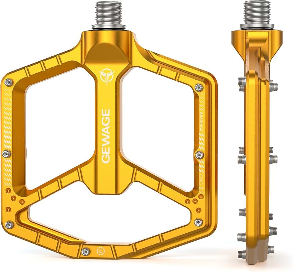 Mountain Bike Pedals Flat Platform, Aluminum MTB Pedals with Anti-Slip Pins & Sealed Bearings, Lightweight 9/16 Bicycle Pedals for MTB BMX Hybrid Road Bike