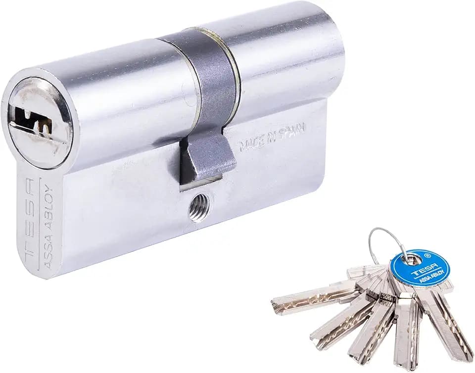 TESA T65D3060N Europrofilzylinder T60, 30 x 60 mm, vernickelt, für Europrofil-Schlösser an Wohn- und Gewerbetüren, einfache Montage von außen mit nur einer Schraube