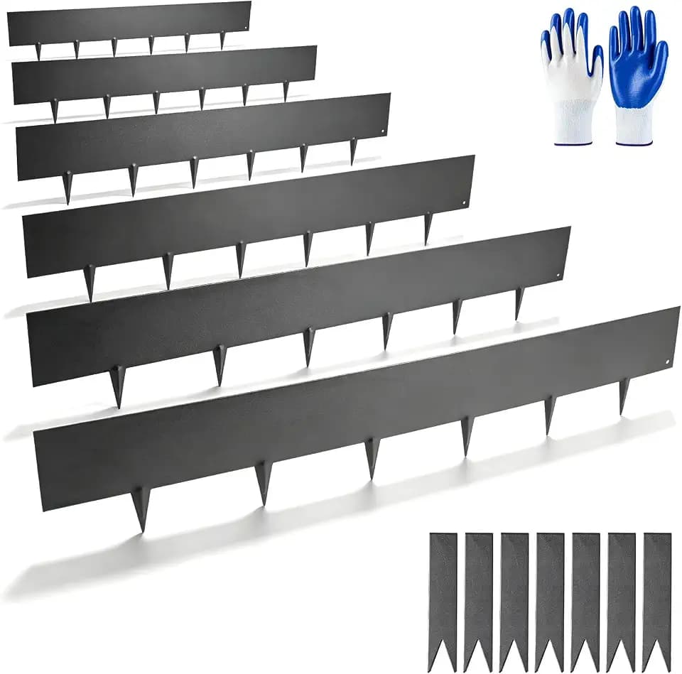 20ft. Garden Landscape Edging with Gloves 6 Pack 6 inch, Black