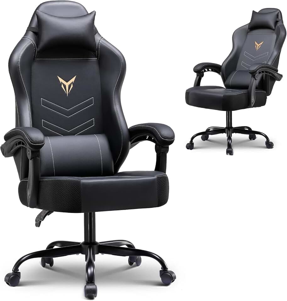 GTPLAYER Gaming Chair, Recliner Chair with Headrest & Lumbar Support, Linkage Armrest,Ergonomic Gaming Chair 350lbs, High Back Office Home, Black