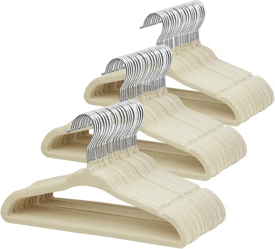 ManGotree 28 cm rutschfeste Baby-Kleiderbügel aus Samt 66 Stück Beige