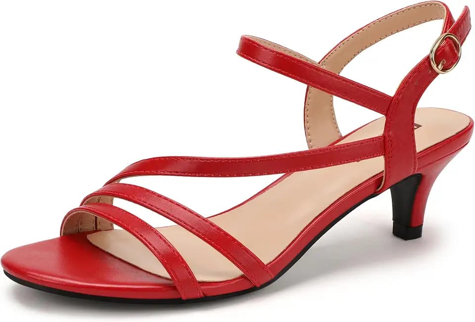 IDIFU Women's Dressy Strappy 2 Inch Low Kitten Heels Open Toe Heel Sandals