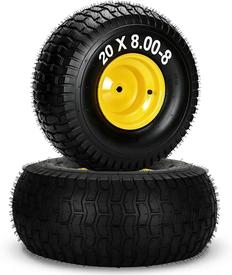 2Pcs 20x8.00-8 Rear Tire and Wheel, Not for D-Axle/D-Bore Applications