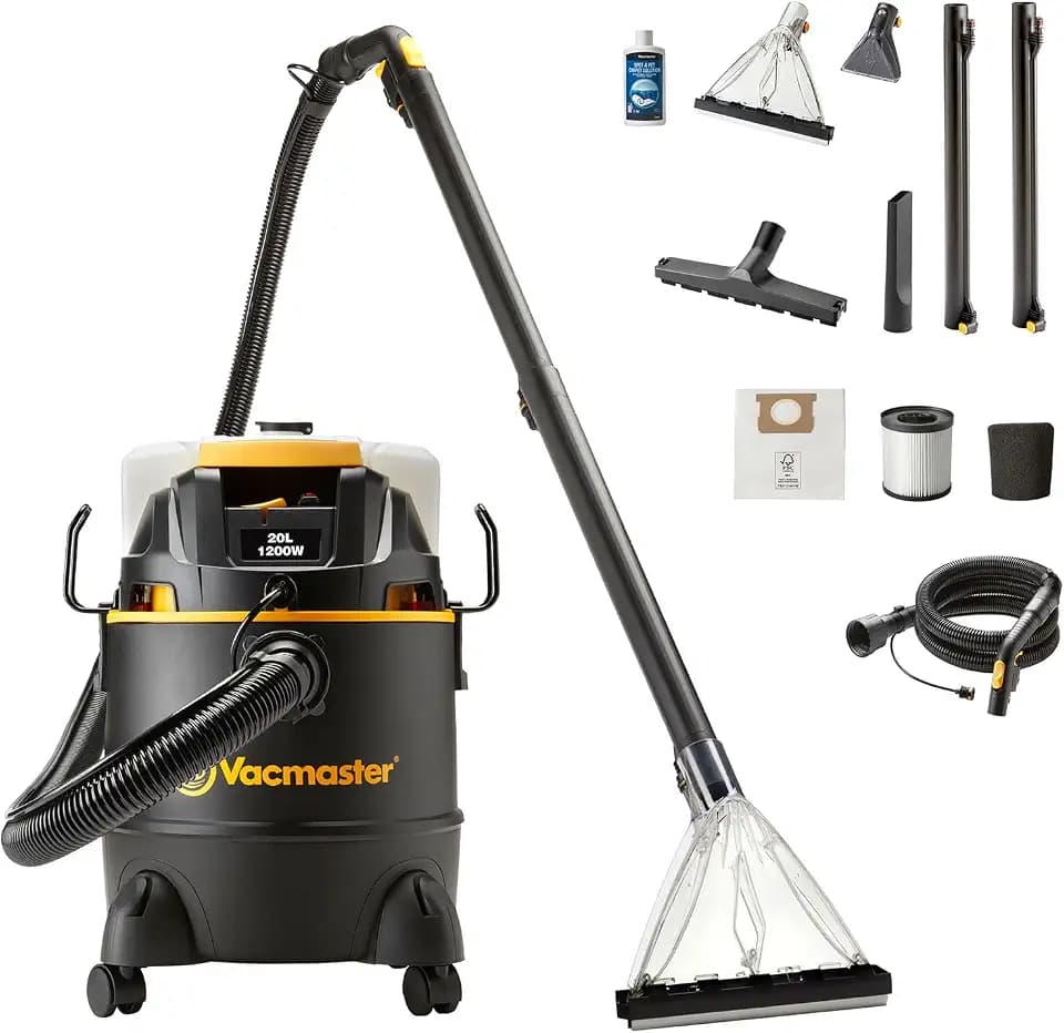 Vacmaster 3-in-1 Waschsauger Nass-Trockensauger & Teppichreinigungsmaschine mit Dual-Tank | Sprühex-Bodenreiniger für Hartböden, Teppiche & Polster