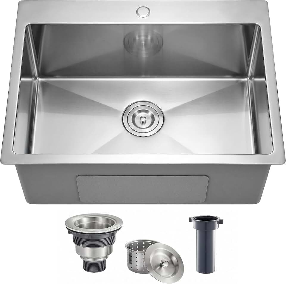KINGO HOME 25x22 Inch Drop In Kitchen Sink,Laundry Sink,Stainless Steel