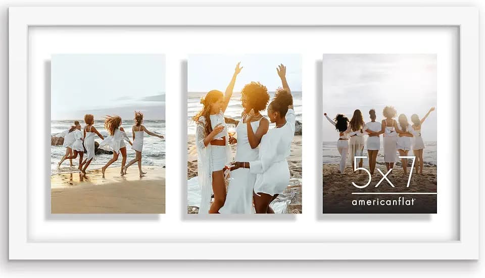 Americanflat 5x7 Floating Collage Picture Frame - Fits 3 - White
