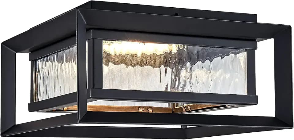 Design House Hartbrook Outdoor Ceiling Light Fixture, Matte Black Flush Mount LED Light with Clear Glass for Porch, Patio & Entryway, 589234-BLK