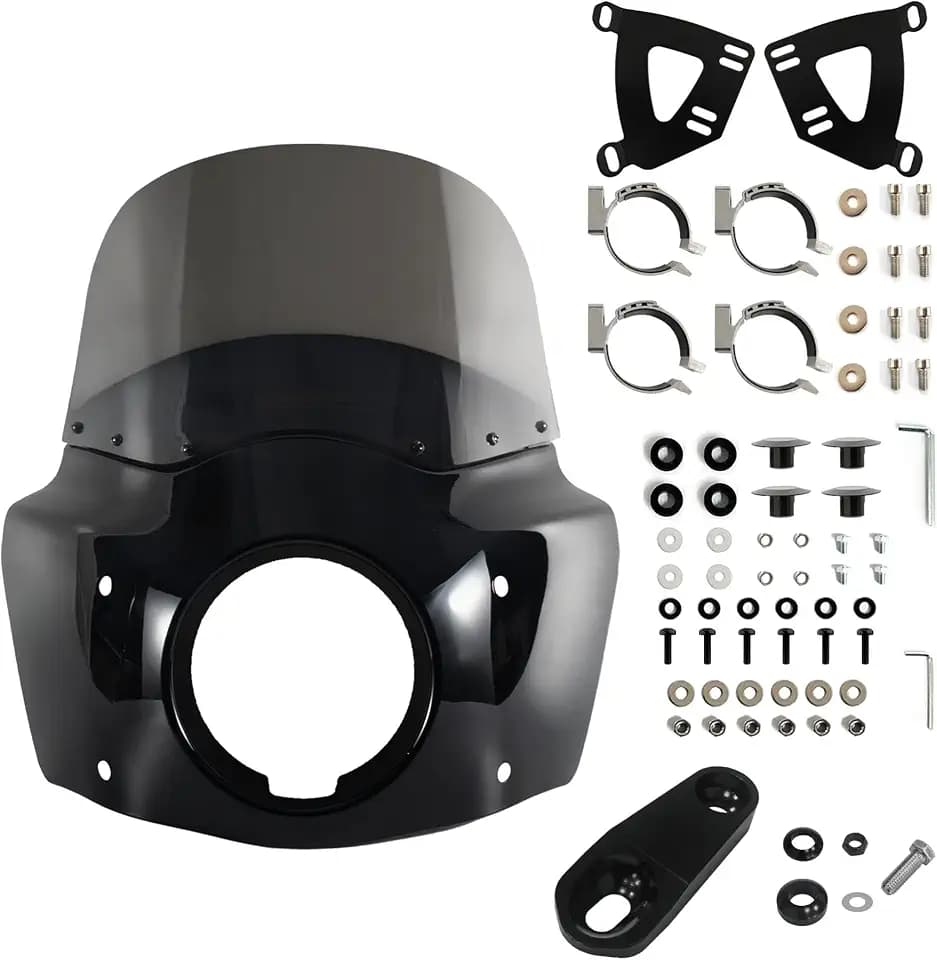 FATECIM Motorcycle 5.75" Headlight Fairing with 11" Smoke Windshield Windscreen & 35-41mm Mounting Hardware For Harley 86-15 Sportster 1200 Iron 883 XL883N Sportster 1100