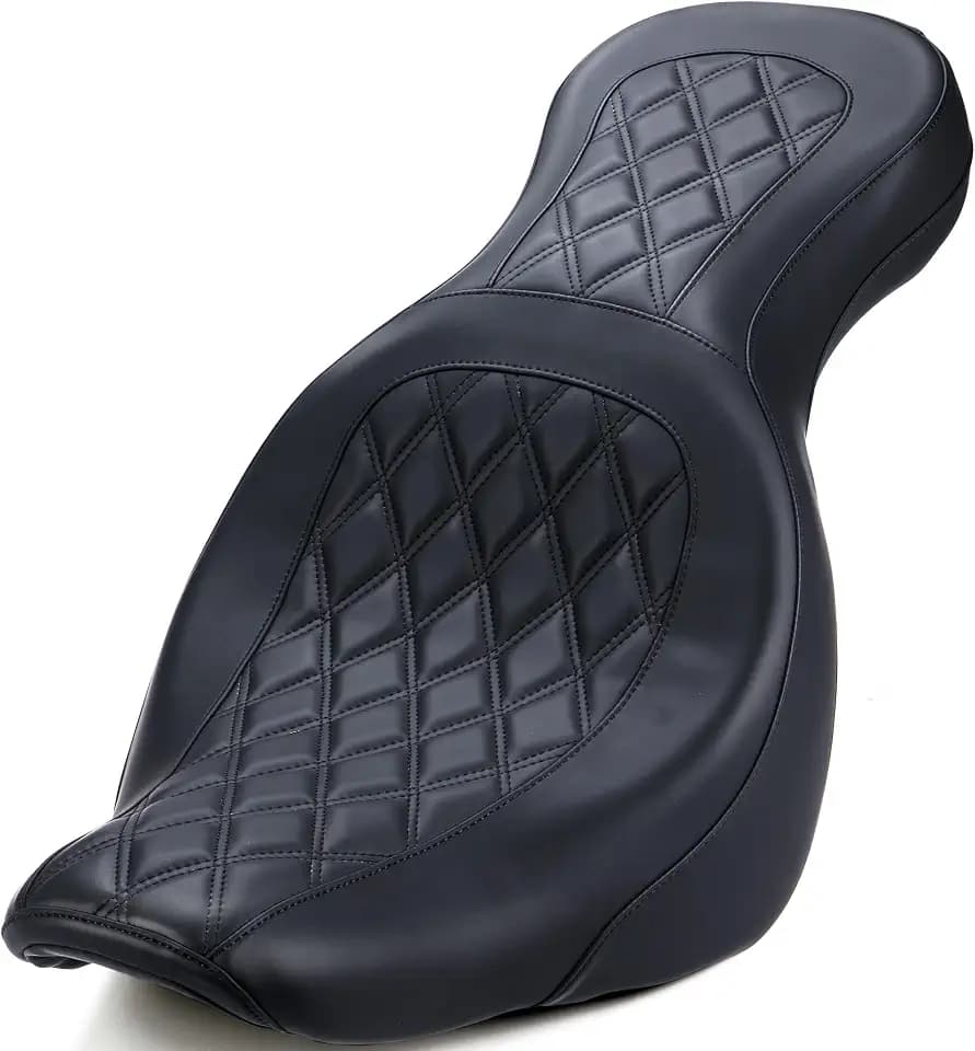 MoKitDora Softail Two-Up Driver Passenger Seat for Harley 2018-Later Heritage FLHC FLHCS Street Bob FXBB FXBBS Slim FLSL Deluxe FLDE Standard FXST, Lattice Stitched