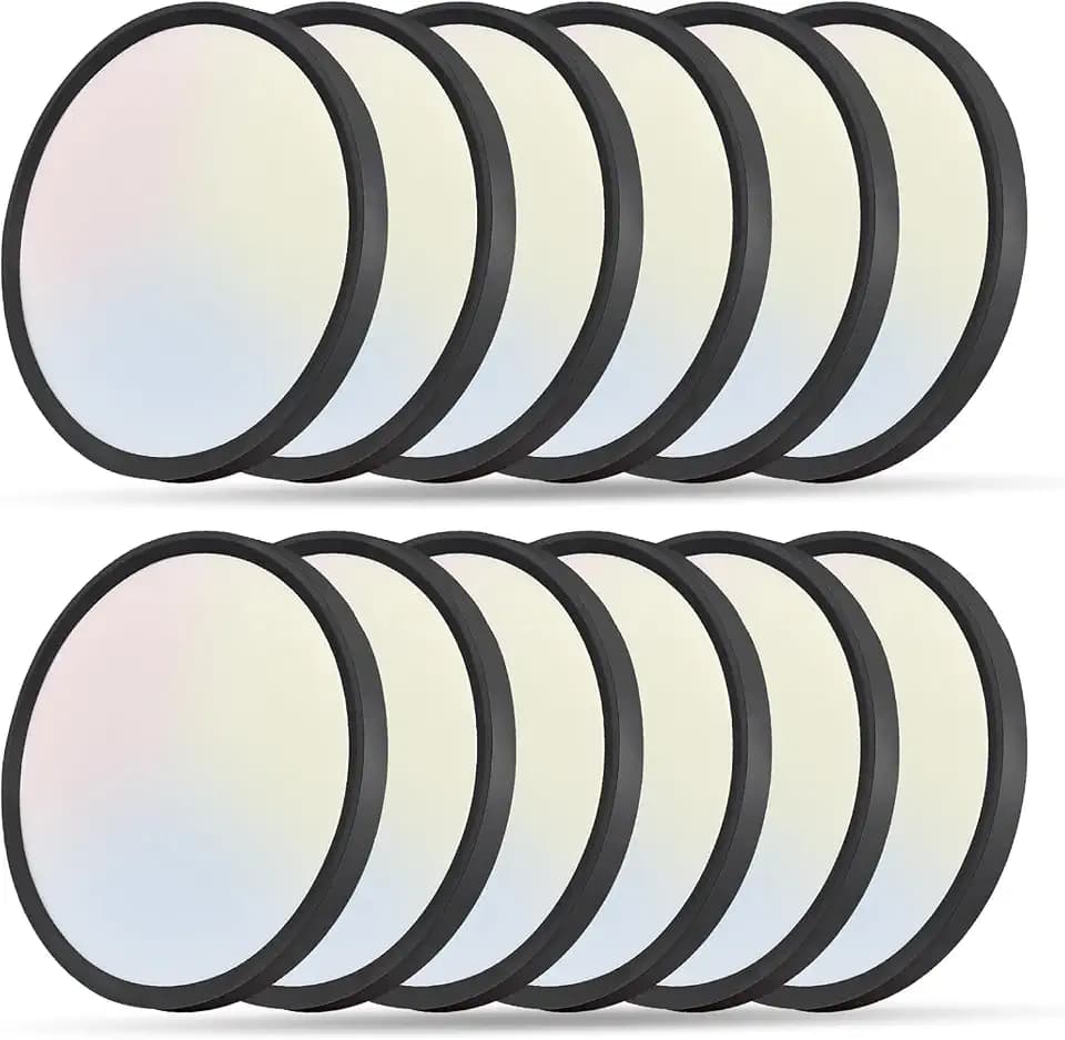 12PK 12 Inch LED Flush Mount Ceiling Light, 24W, 2520LM, 3000K/4000K/6000K CCT Selectable Super Slim LED Ceiling Light, Close to Ceiling Round Flat Panel Light for Hallway, Bedroom,Kitchen ect