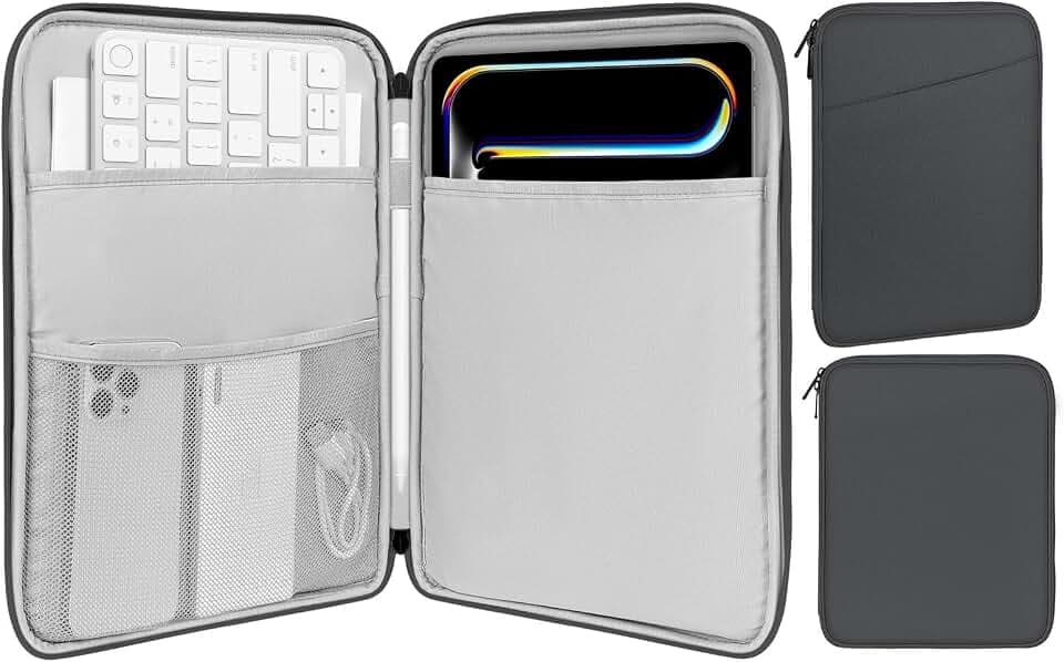 MoKo Tablet Tasche, Tablet Sleeve Tasche für 13 Zoll iPad Pro M4 2024 OLED, 13 Zoll iPad Air M2 2024, iPad Pro 12,9 M2 2022-2015, Galaxy Tab S9+/S8+ 12,4", Portfolio Tablet Tasche, Dunkel Grau2