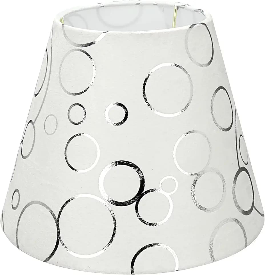 Aspen Creative 58901A, Empire Uno Lamp Shade in White with Circle Pattern, 5" Top x 9" Bottom x 7" Slant Height, Slip UNO 33mm