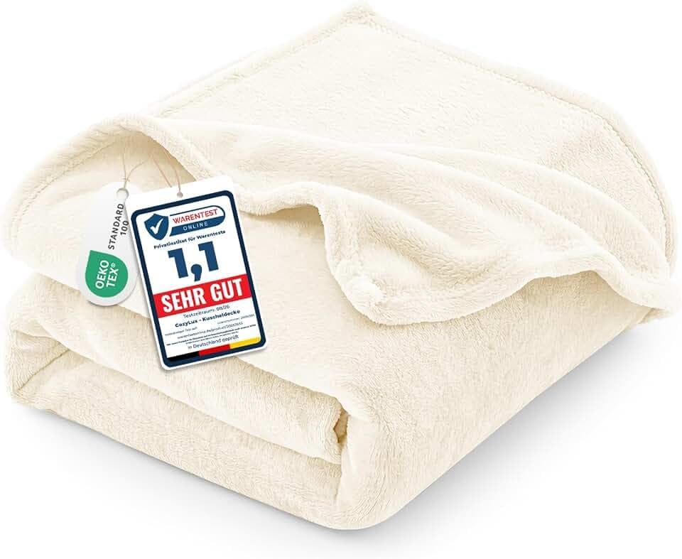 CozyLux Kuscheldecke Flauschig Decke 220x240 cm Creme