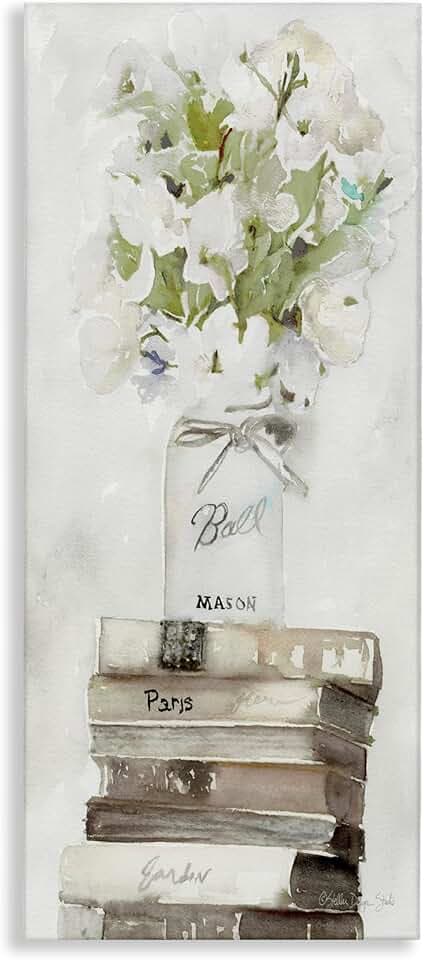 Stupell Industries 'White Florals on Distressed Books'| Canvas Art