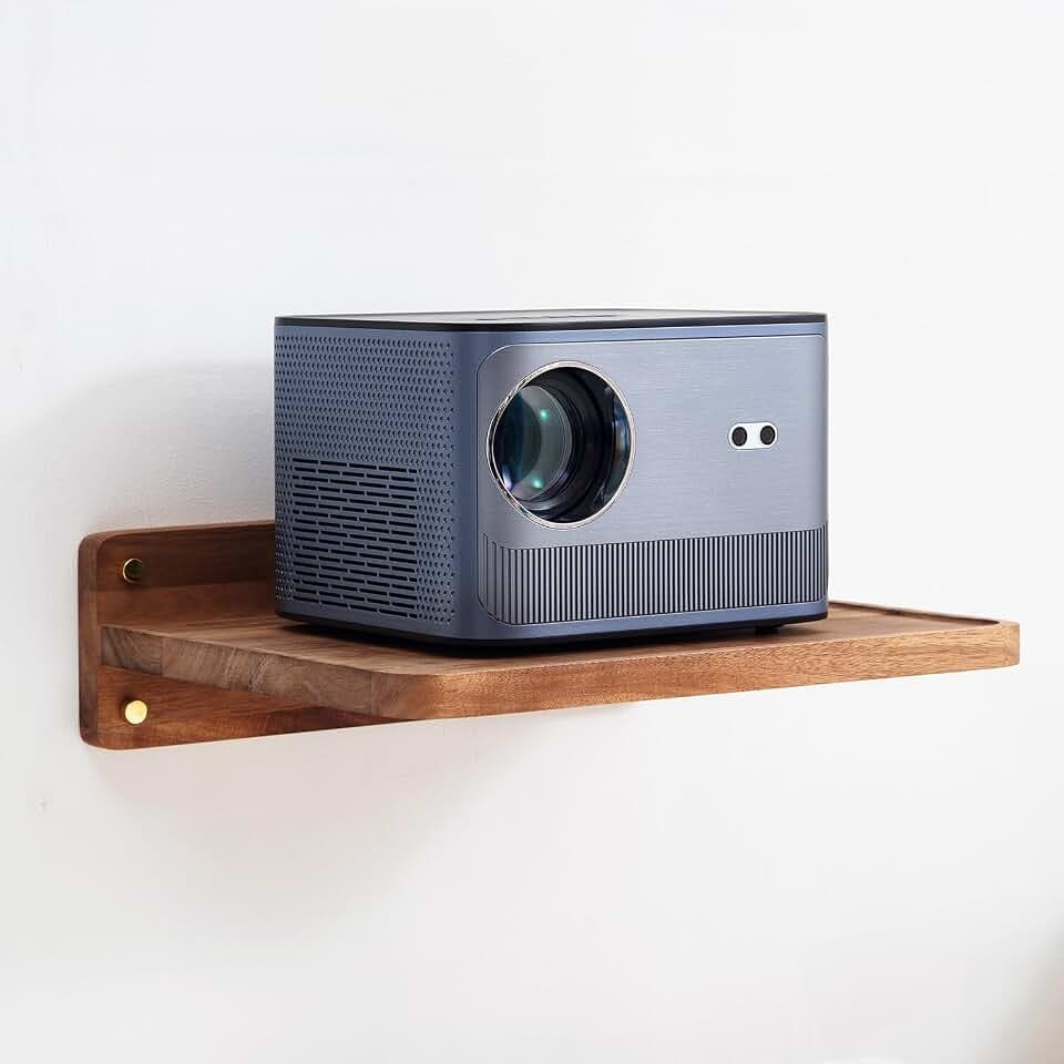 Acacia Wood Projector Shelf for Wall Mount, 14.2" x 11" Floating Shelf & Rack Holder for Router, Modem, Cable Box, Compatible with Gaming Consoles