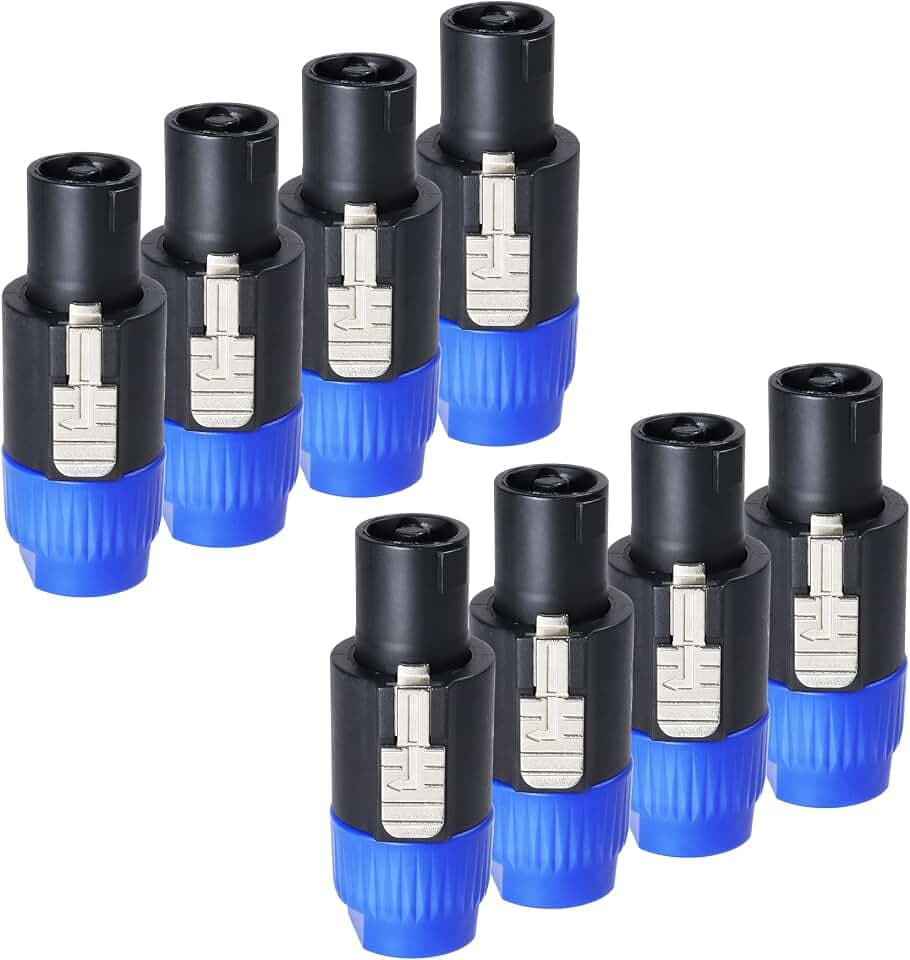 4 Pole NL4FC Speakon Connector with Twist Lock, 8 Pack Blue