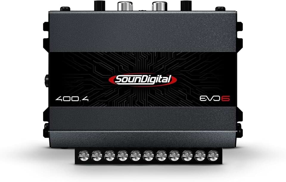 SounDigital 400.4 EVO 6.0 4‑Kanal Auto Verstärker | 400W RMS Endstufe | 4 Ohm | High‑/Low‑Pass Filter | Cinch Eingang | Kompakte Car‑HiFi Endstufe