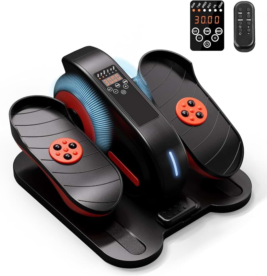 GORISE Under Desk Elliptical Machine, Portable Ellipse Leg Exerciser as Seen on Tv for Seniors, Black-Orange Fully Assembled Seated Pedal Exerciser with Remote, Manual & Auto Mode for Home Office