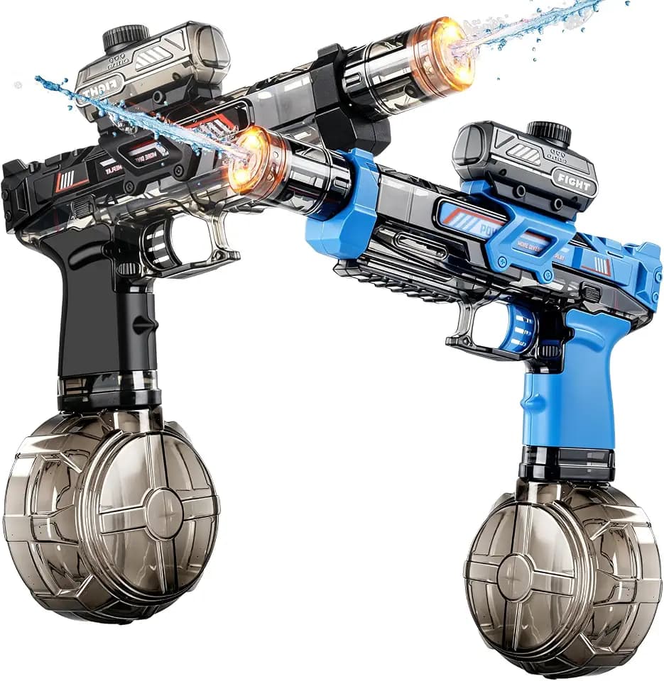 2 Pack Electric Water Guns for Kids, Automatic Squirt Gun with LED Light & Sound, Fall Toys for Pool Beach Backyard, Fun with or Without Water, Indoor & Outdoor Fun for Boys Girls Ages 3+