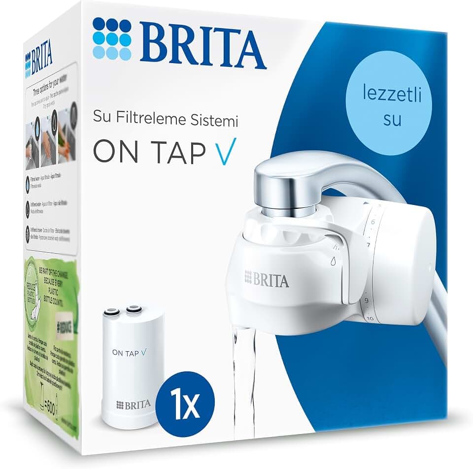 BRITA ON TAP V Wasserfiltersystem, inklusive 1 Kartusche: Nachhaltiges und gut schmeckendes Wasser direkt aus dem Wasserhahn, reduziert Mikropartikel, PFAS, Metalle und geschmacksbeeinflussende