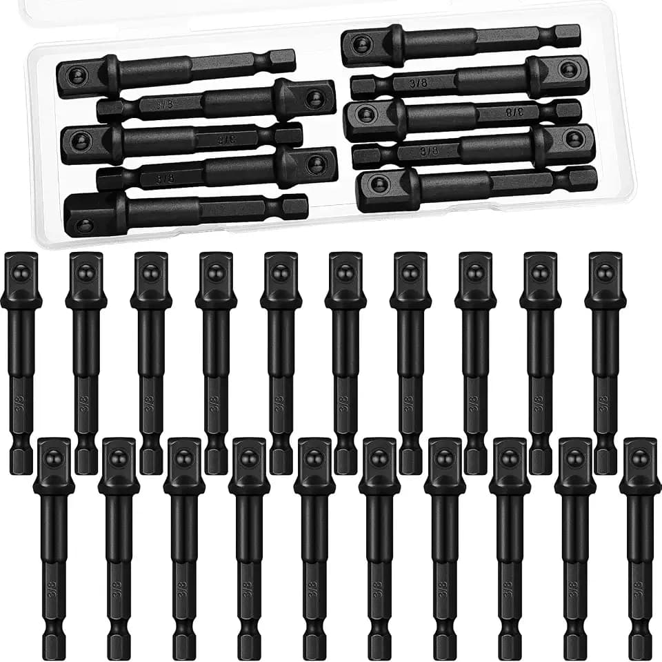 Mudder 20 Pcs 3/8 Inch Impact Adapter Hex Shank Socket Driver, Black