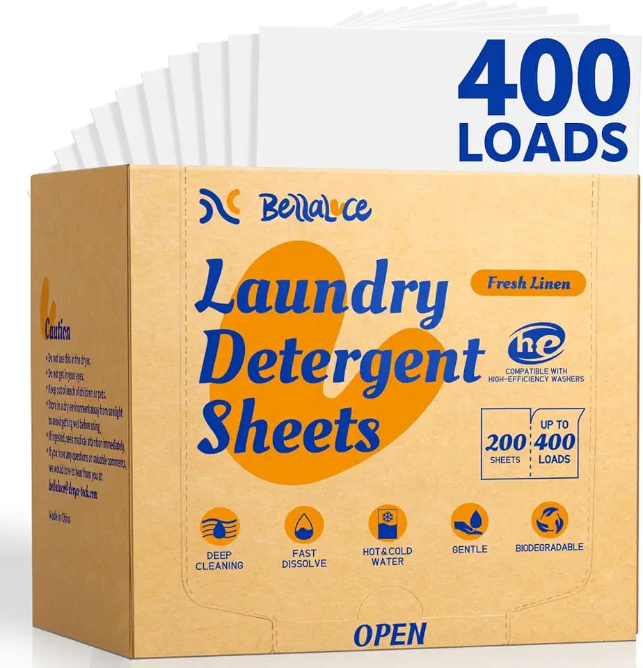 BellaLuce Laundry Detergent Sheets -Fresh Linen Scent, 400 Loads
