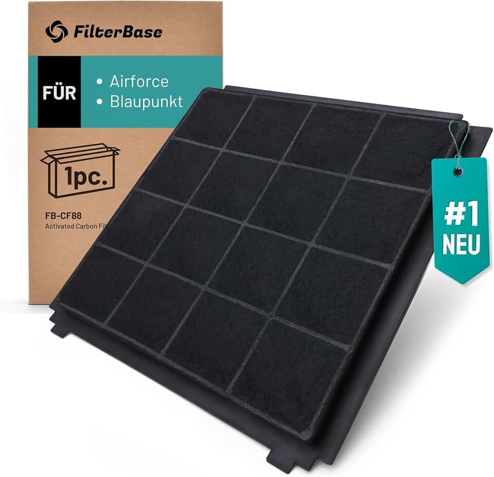 FilterBase® Aktivkohlefilter 1 Stück passend für Airforce AFFCA329, AIRFCHHDV1und Blaupunkt 5Z9110X1 - Filter Dunstabzugshaube