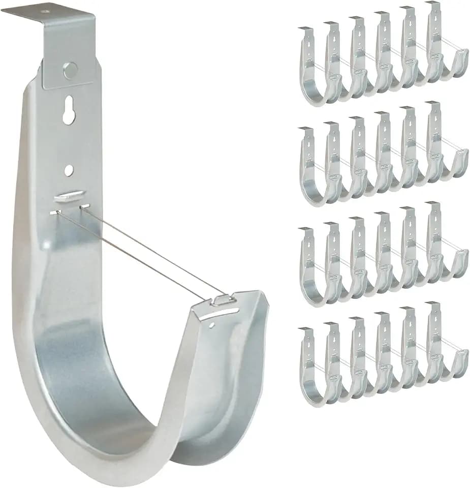 ICC 4-Inch Ceiling J Hook Cable Management Hook, Retainer Clip, 25-Pack