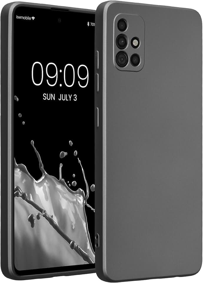 kwmobile Handyhülle für Samsung Galaxy A51 Hülle - weiche Silikon Case metallisch schimmernd - Schutzhülle Cover - Metallic Grau