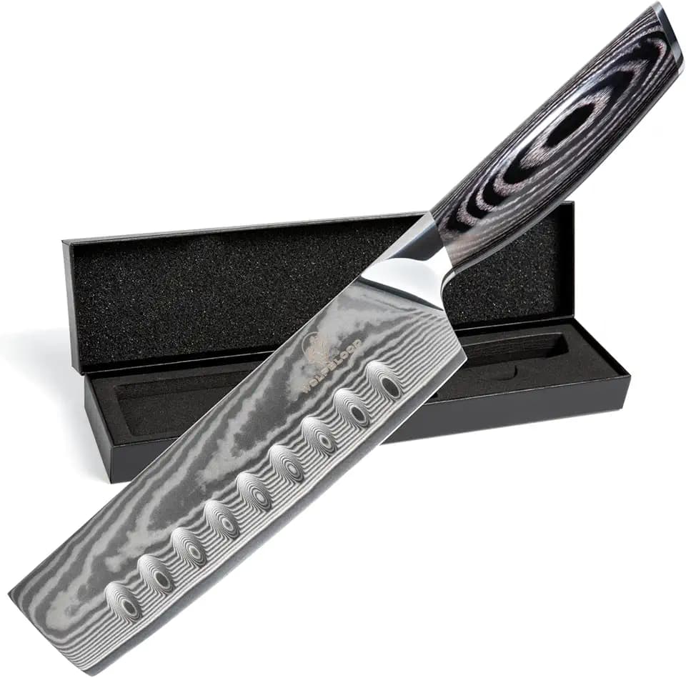Wolfblood PRO Damastmesser XL 31 cm Nakirimesser | 67 Lagen Damaststahl