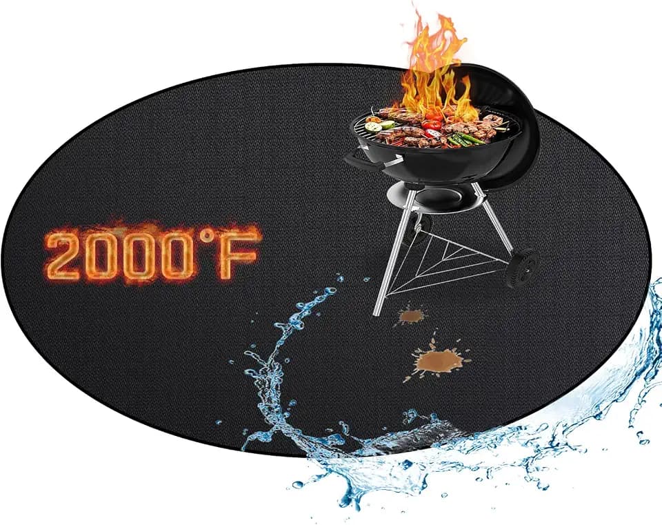RICHIE 38" Round Fire Pit Mat, Double-Sided Fireproof Under Grill Mat, Deck Patio Protector Pad for Solo Stove Bonfire & Outdoor Fireplace