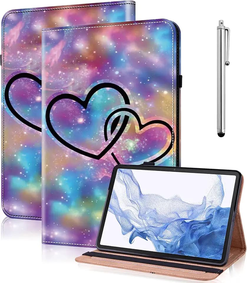 Lenovo Hülle für M10 3rd Gen 10.1 Zoll 2022 (TB-328FU/TB-328XU) Schutzhülle, Flip PU Leder mit Stifthalter und Stand Wallet Cover Case für Lenovo M10 3. Gen 10.1" Hülle - Zwei Herzen