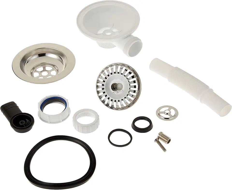 Teka VALVULA CESTILLA C/REB INOX, Edelstahl, Unterbau, Spüle, Weiß, 1 Loch, Modern, Zentrale Ablaufgarnitur, Gebürstet