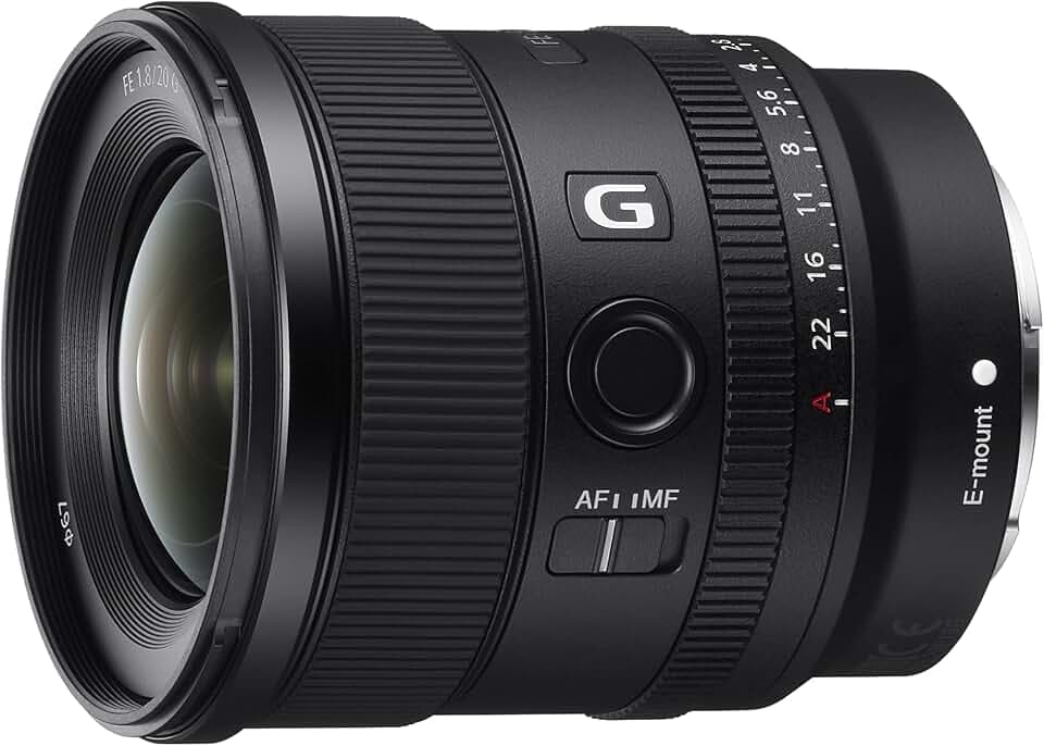 Sony SEL-20F18G Vollformat E-Mount Objektiv (FE 20mm F1.8, Ultraweitwinkel, leicht), schwarz