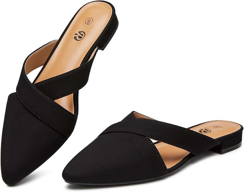 Rekayla Women's Mules Closed Pointed Toe Flats Backless Loafers Shoes for Women