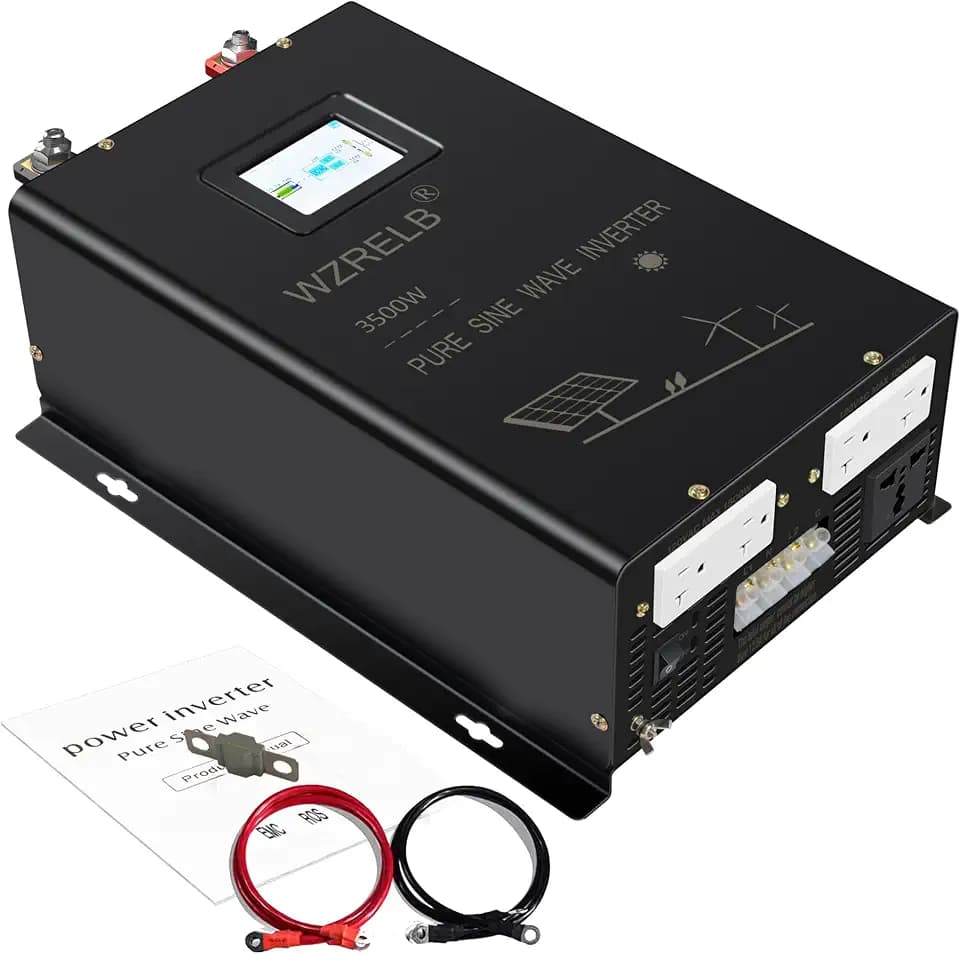 WZRELB 3500W Split Phase Pure Sine Wave Inverter, 48V DC to 120V/240V AC, 5 AC Outlets, Hardwire Terminal, High Efficiency up to 91.6%