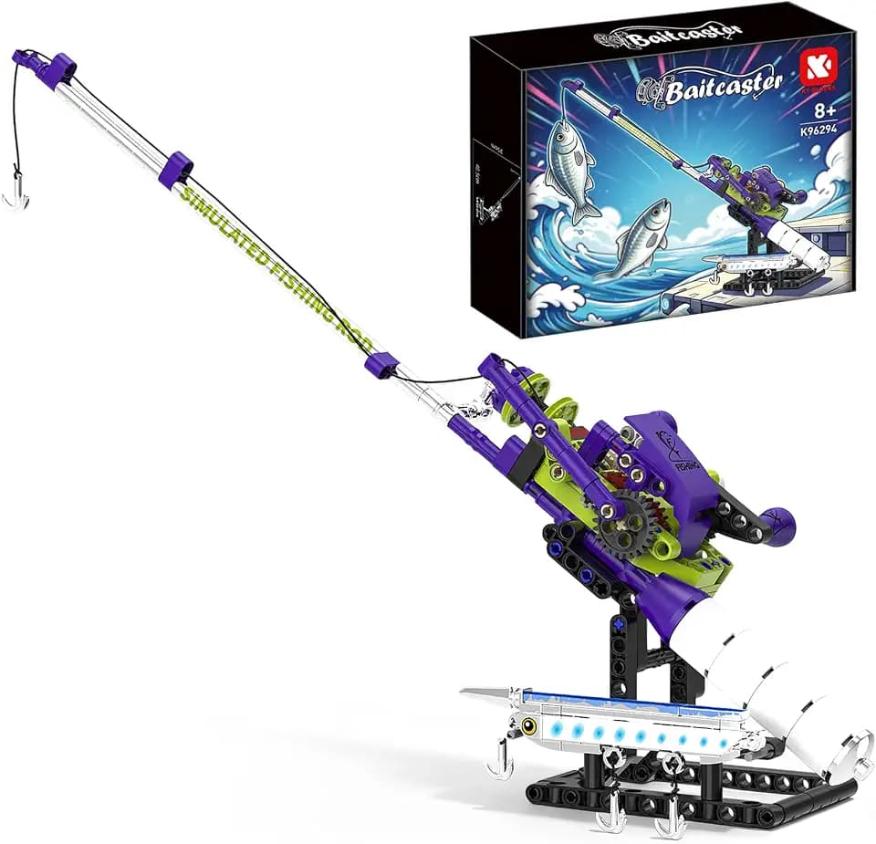 Mechanical Fishing Rod Building Set, STEM Engineering Kit for Kids